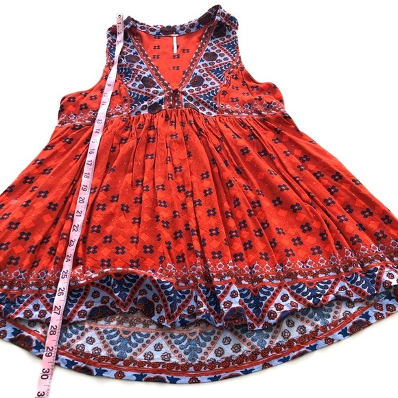 Free People Charlotte Rust Printed Racerback Tunic Tank – Size Small - Picture 7 of 11